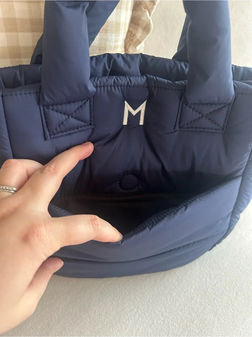 The Mark & Graham quilted nylon puffer tote